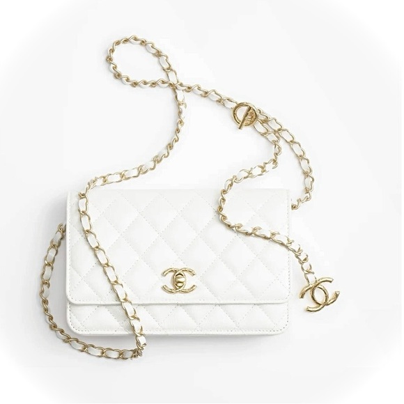FULL SET - CHANEL 2WAY WOC Pearly White Grained Calfskin & Gold HW (24S) - Picture 2 of 13